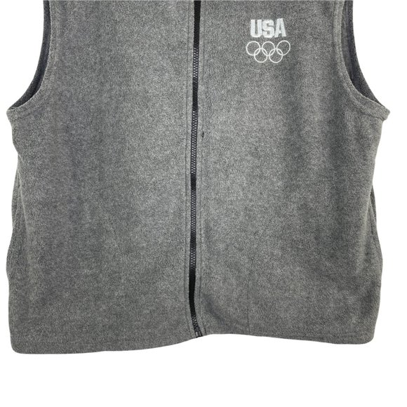MENS UNITED STATES OLYMPIC COMMITTEE USA GRAY MOCK NECK FLEECE FULL ZIP VEST XL - Picture 4 of 8